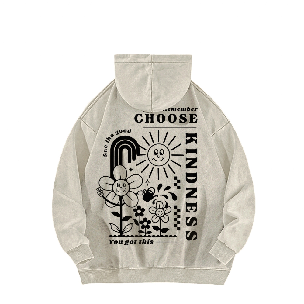 Choose Kindness Casual Washed Hoodie-moweekender