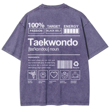 Taekwondo Pattern Washed Vintage Short Sleeves T-Shirt-moweekender