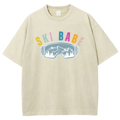 Ski Unisex Fit Washed T-Shirt-moweekender