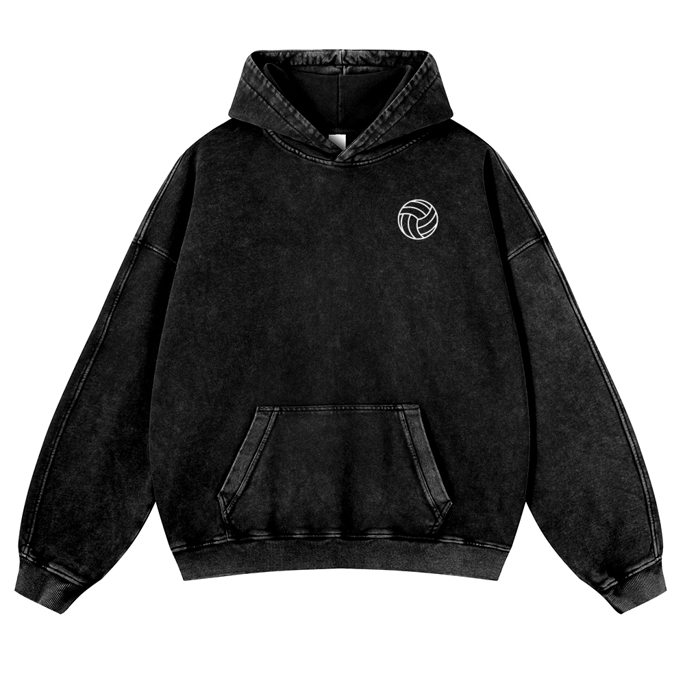 Vollyball Player Printed Vintage Washed Hoodie-moweekender