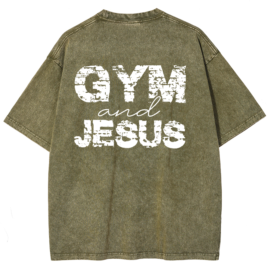 Gym And Jesus Unisex Fit Washed Oversized T-Shirt-moweekender