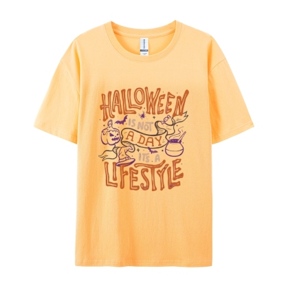 Halloween is life Cotton Short-Sleeved T-Shirt-moweekender