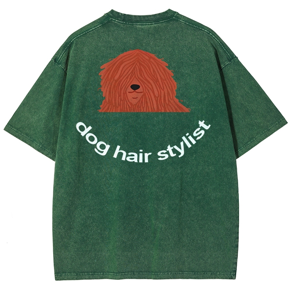 Dog Hair Stylist Unisex Fit Washed T-Shirt-moweekender