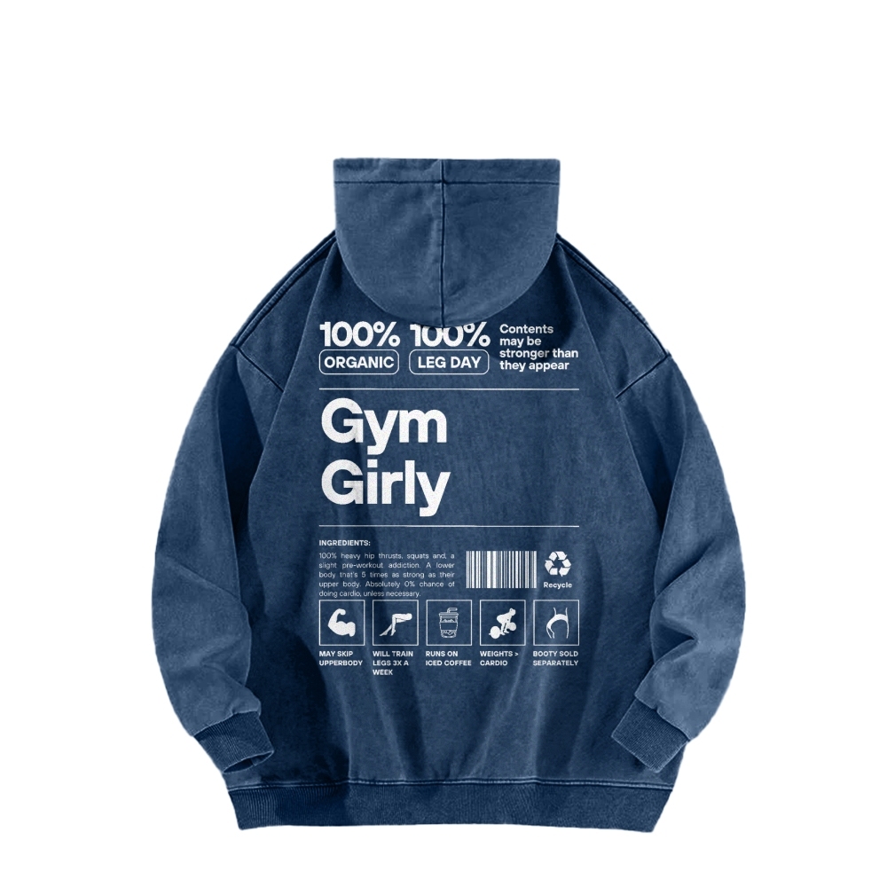 Gym Girl Washed Long Sleeved Hoodie-moweekender