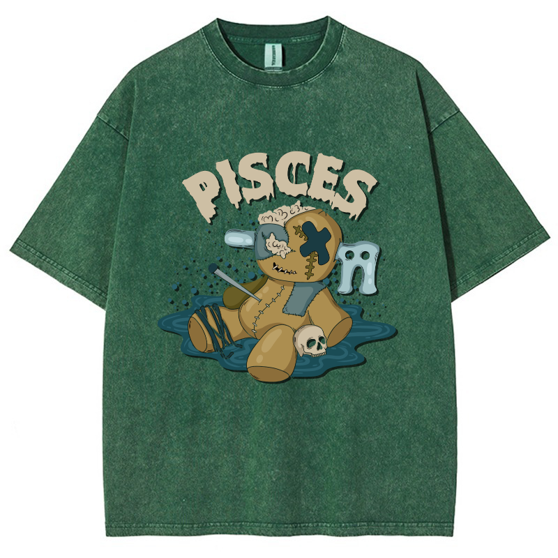 Pisces Vintage Snowflake Washed T-Shirt-moweekender