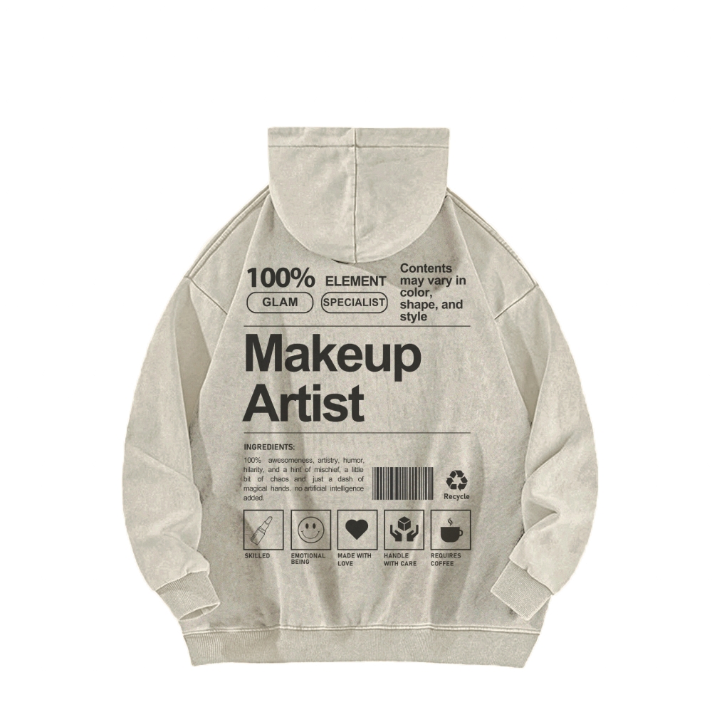Makeup Artist Casual Washed Hoodie-moweekender