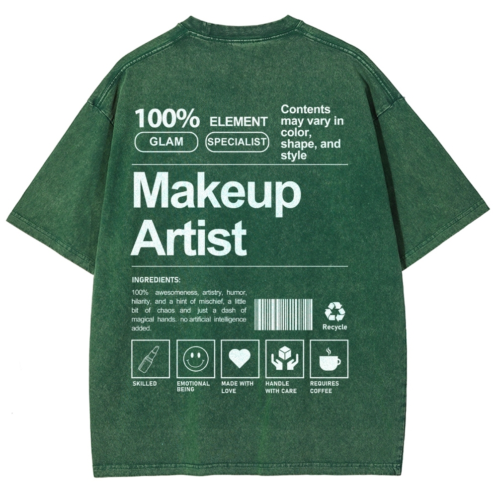 Makeup Artist Vintage Snowflake Washed T-Shirt