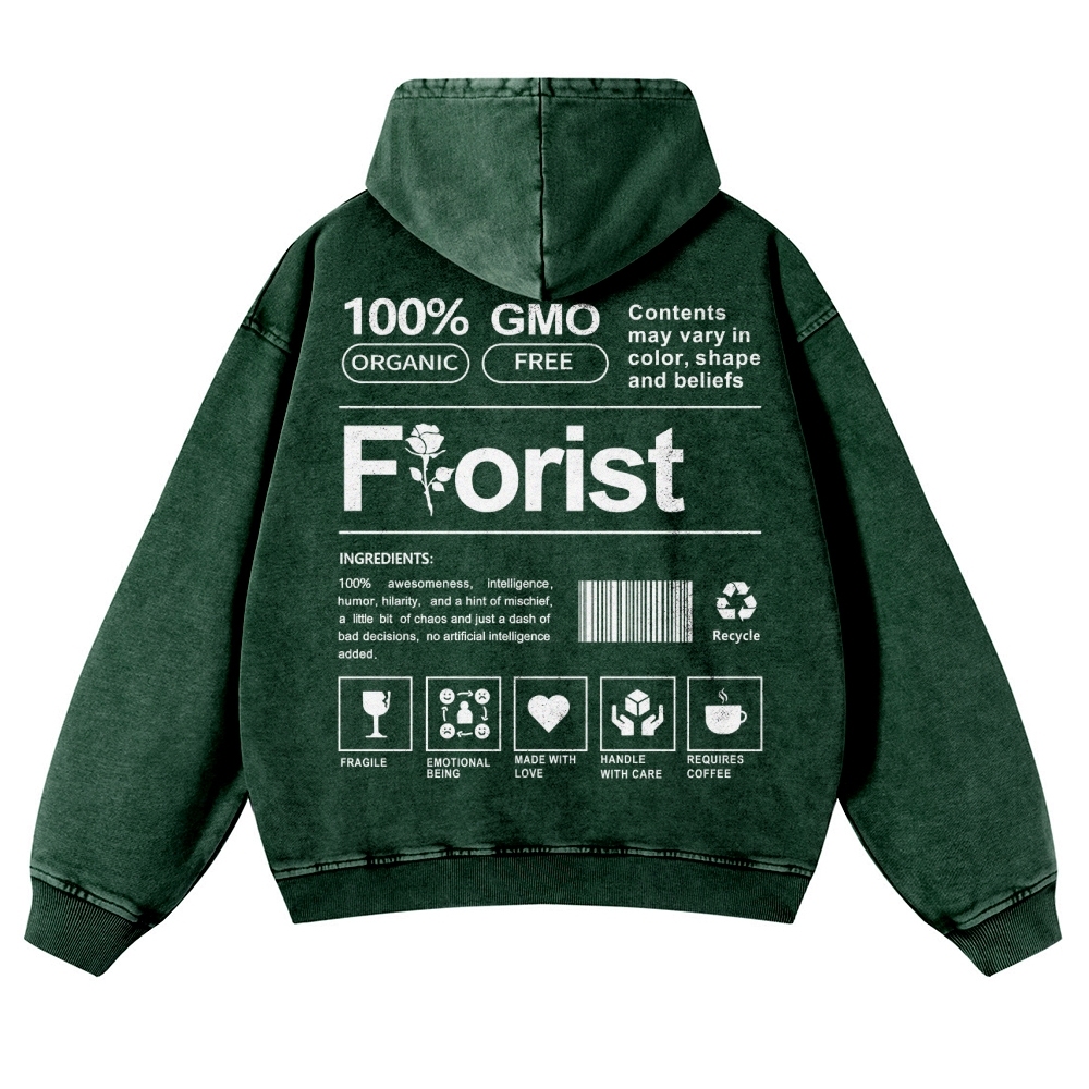 Florist Pattern Vintage Washed Hoodie-moweekender