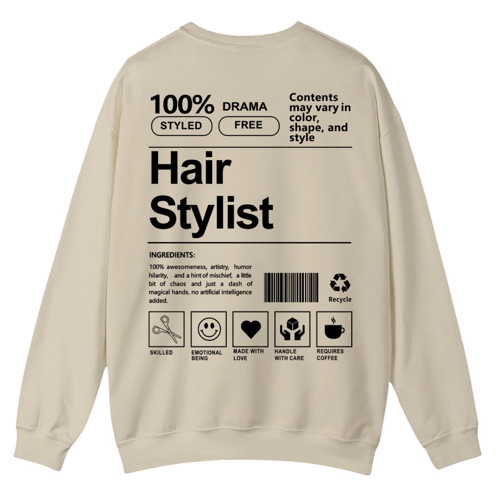 Hair Stylist Pattern Crew Neck Sweatshirt-moweekender