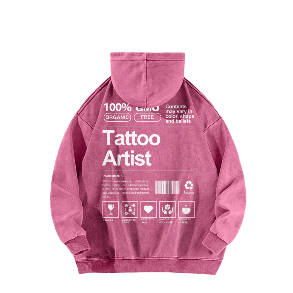 Tattoo Artist Casual Washed Hoodie-moweekender