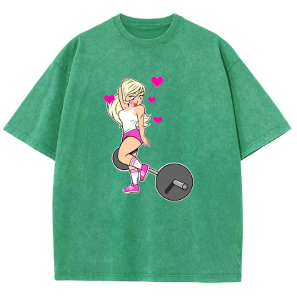 Barbell Love Girl Unisex Fit Washed T-Shirt-moweekender