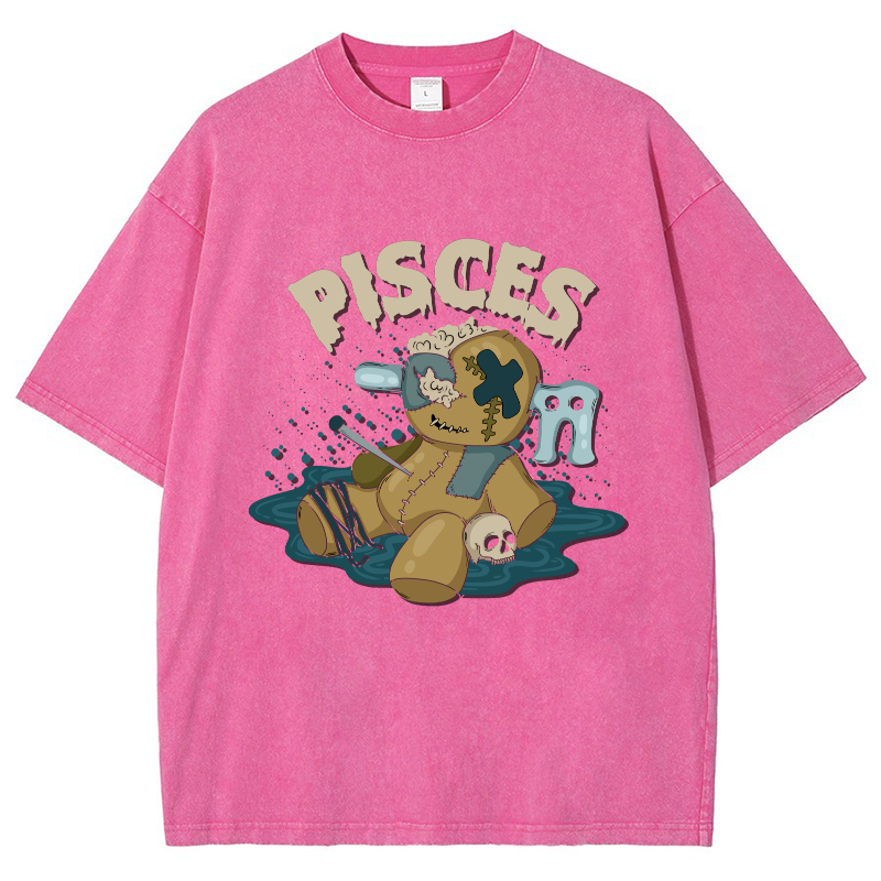 Pisces Vintage Snowflake Washed T-Shirt-moweekender