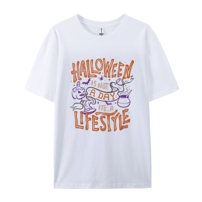 Halloween is life Cotton Short-Sleeved T-Shirt-moweekender