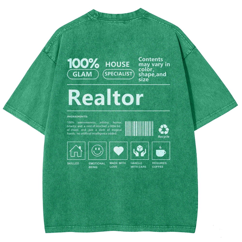 Realtor Vintage Snowflake Washed T-Shirt-moweekender