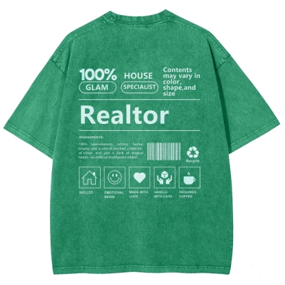 Realtor Vintage Snowflake Washed T-Shirt-moweekender