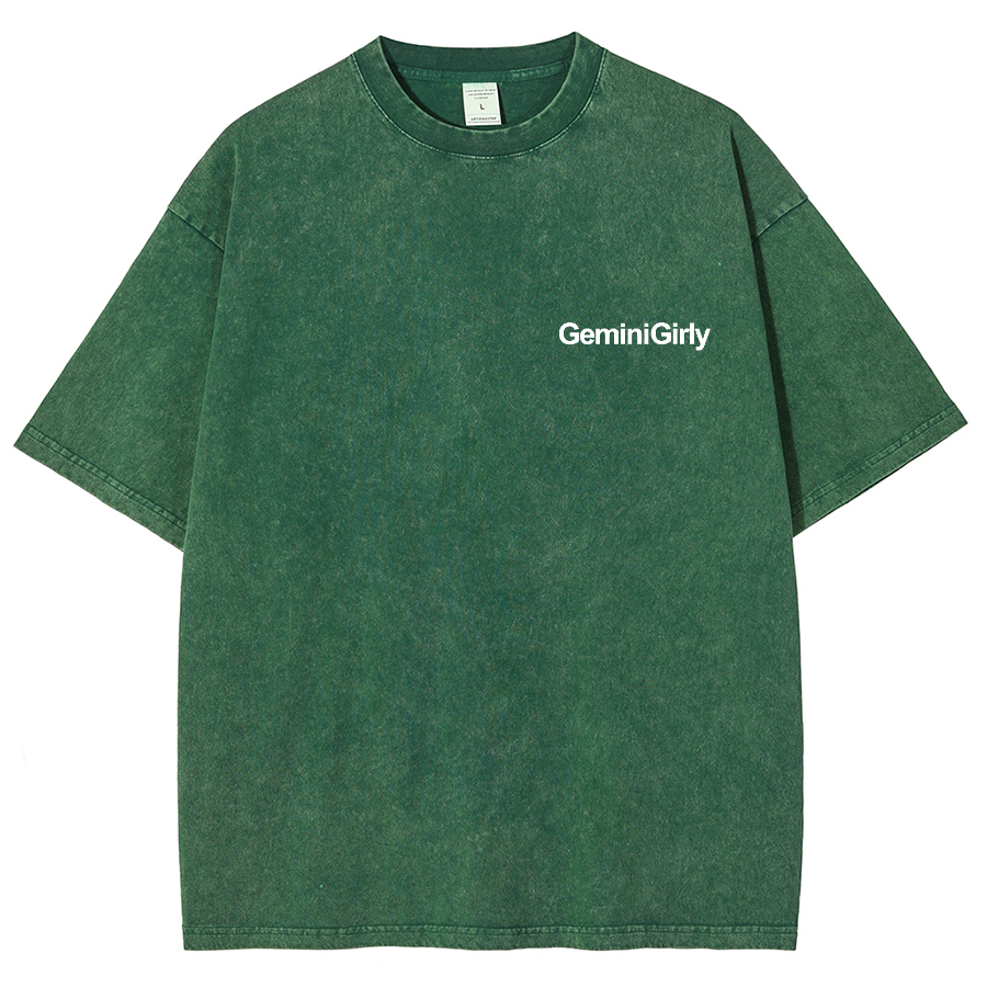 Gemini Girly Unisex Fit Washed Oversized T-Shirt-moweekender
