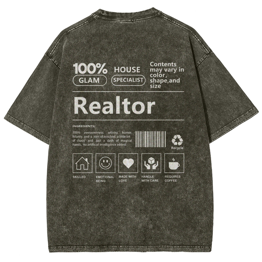 Realtor Vintage Snowflake Washed T-Shirt-moweekender
