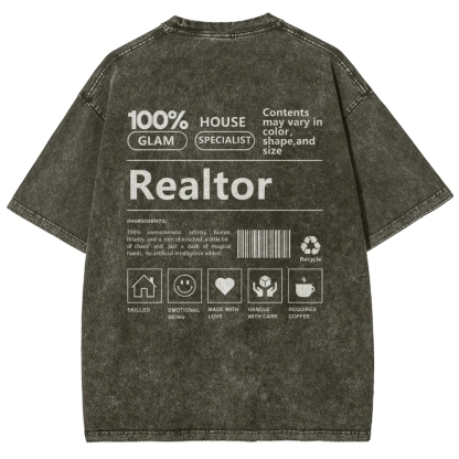 Realtor Vintage Snowflake Washed T-Shirt-moweekender