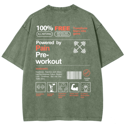 Powered By Painpre-Workout Unisex Fit Washed Oversized T-Shirt-moweekender
