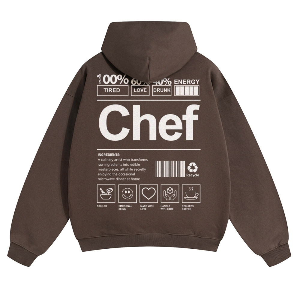 Chef Are 100%Tired 60%Love 40%Drunk Solid Color Hoodie