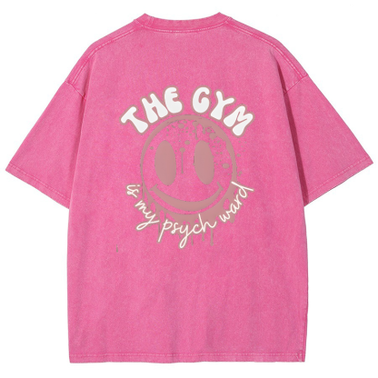 The Gym Is My Phych World Vintage Snowflake Washed T-Shirt-moweekender