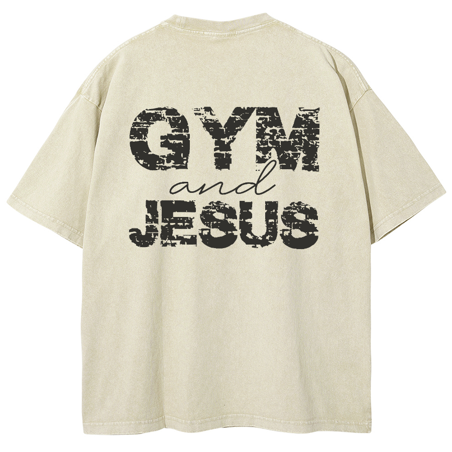 Gym And Jesus Unisex Fit Washed Oversized T-Shirt-moweekender