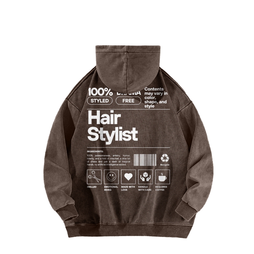 Hair Stylist Washed Hoodie-moweekender
