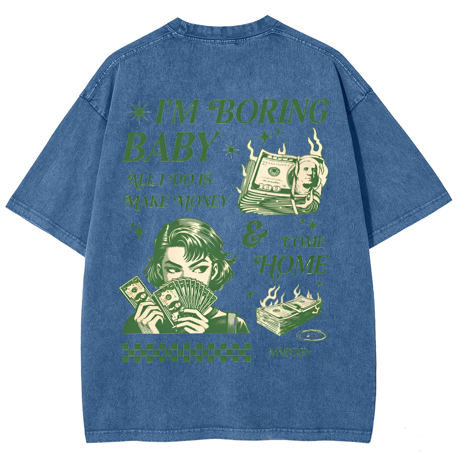 I'm Boring Baby Unisex Fit Washed Oversized T-Shirt-moweekender