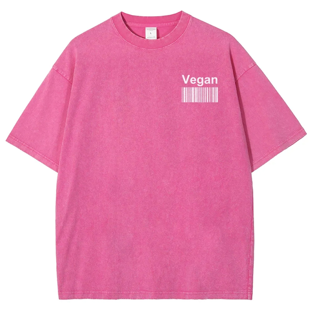 Vegan Pattern Washed Vintage Short Sleeves T-Shirt-moweekender