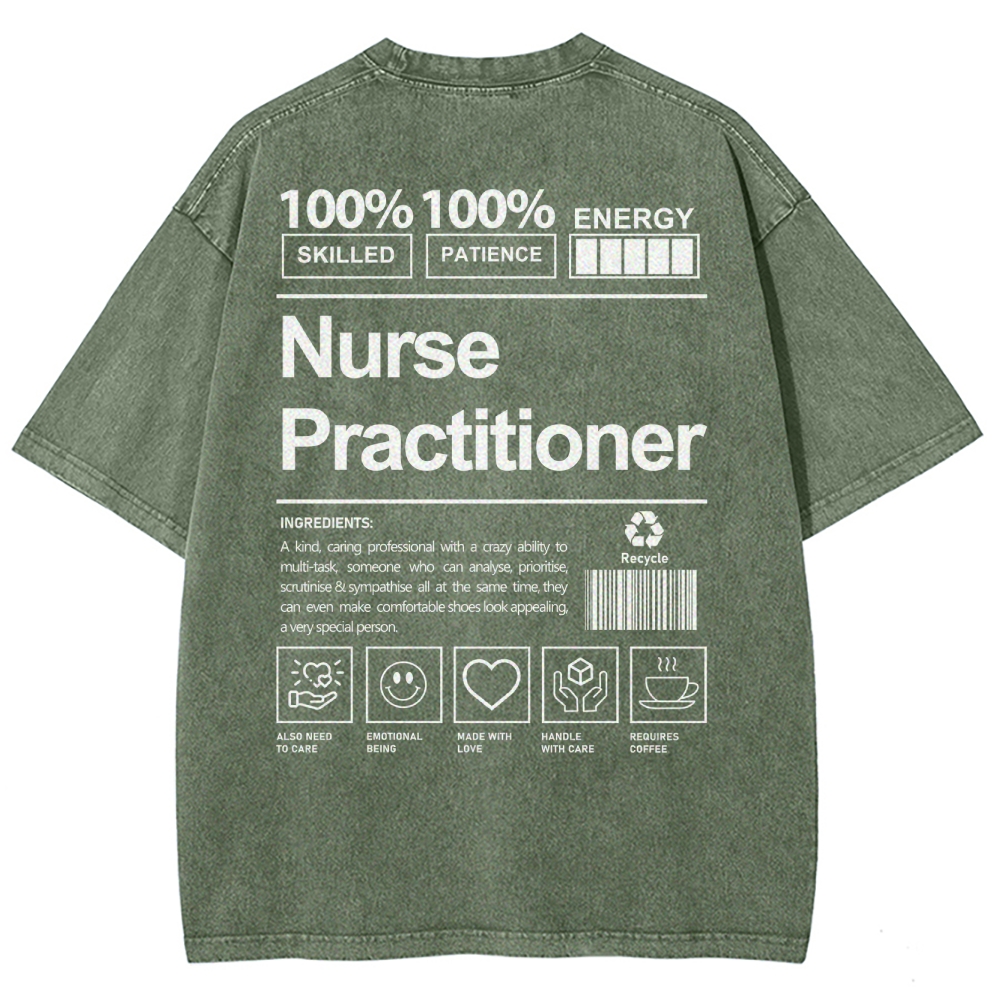 Nurse Practitioner Unisex Fit Washed T-Shirt-moweekender