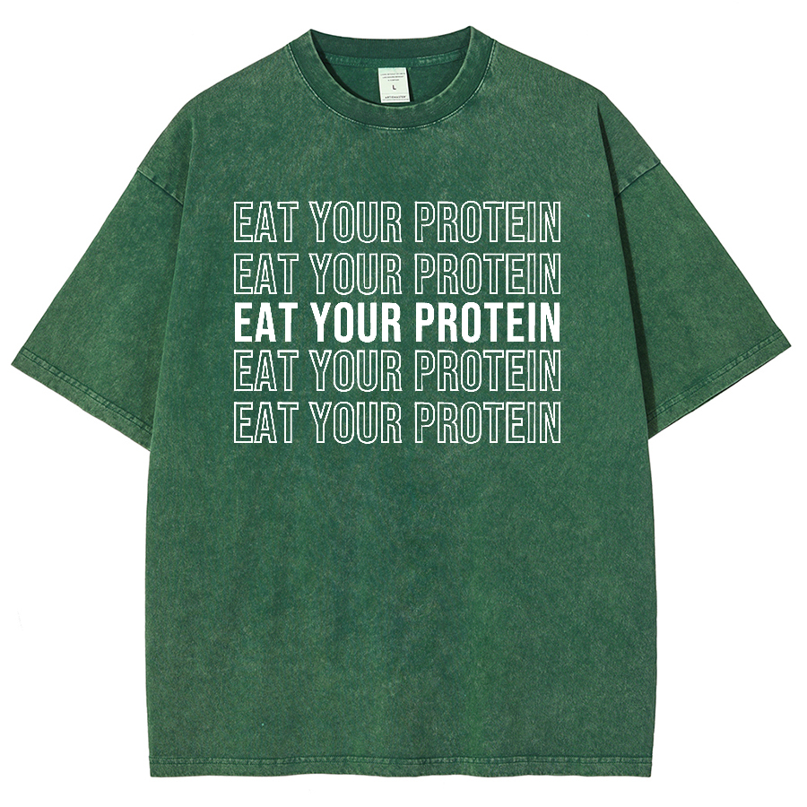 Eat Your Protein Unisex Fit Washed Oversized T-Shirt-moweekender