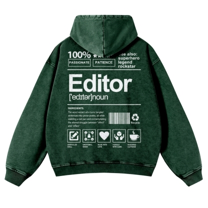 Editor Printed Vintage Washed Hoodie-moweekender