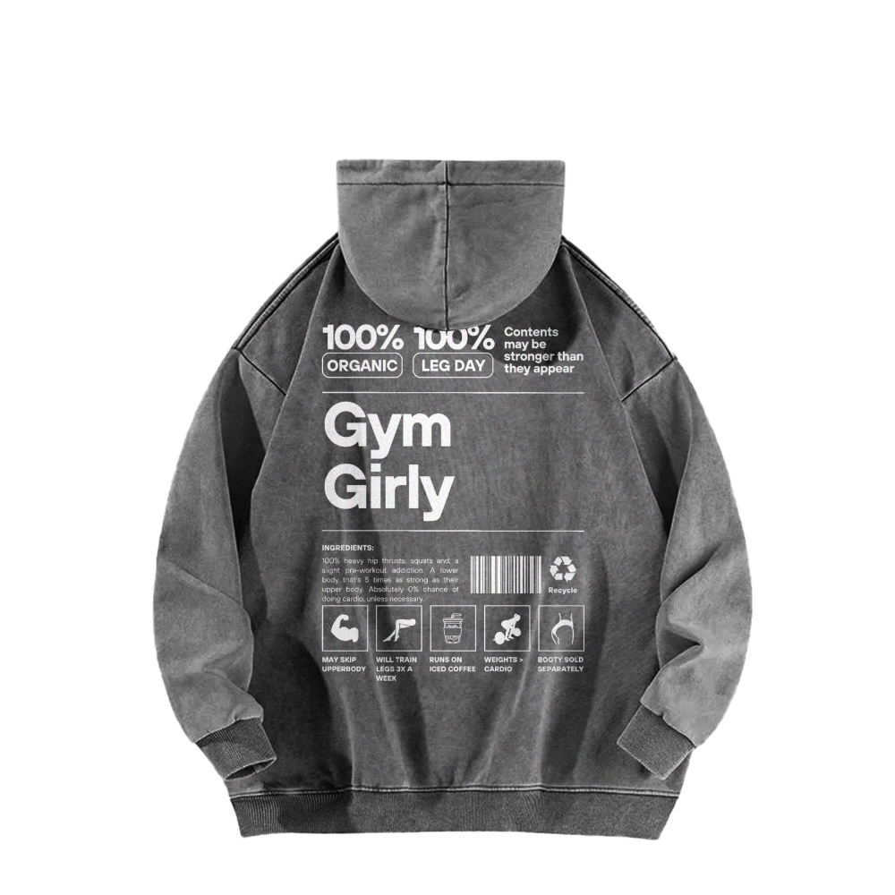 Gym Girl Washed Long Sleeved Hoodie-moweekender