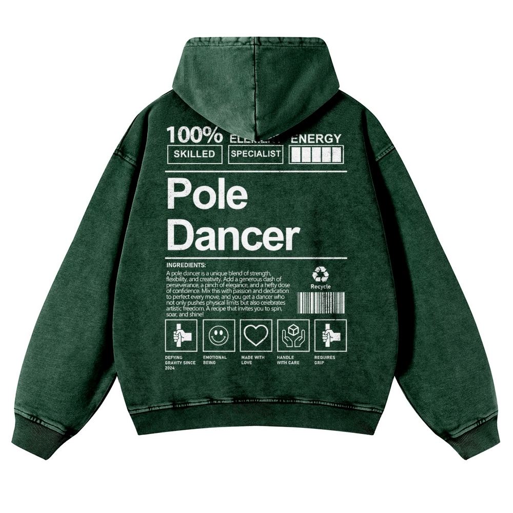 Pole Dancer Casual Washed Hoodie