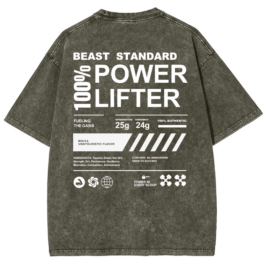 Beast Standard Power Lifter Unisex Fit Washed Oversized T-Shirt-moweekender