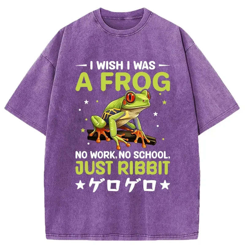 I Wish I Was A Frog Washed Vintage T-Shirt-moweekender