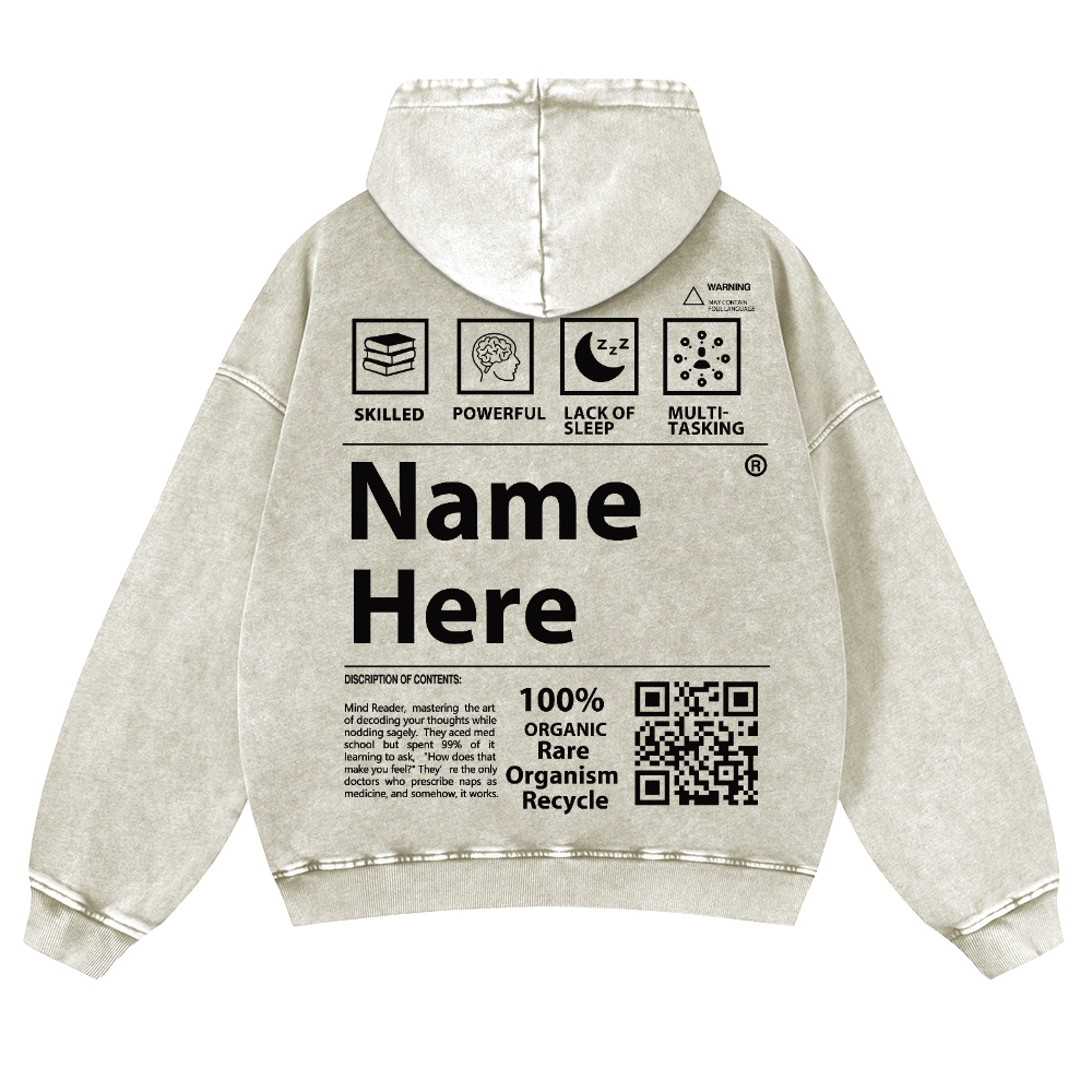 QR Code Customized Unisex Fit Washed Hoodie