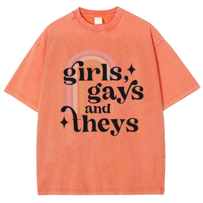 Girls Gays And Theys Vintage Snowflake Washed T-Shirt-moweekender