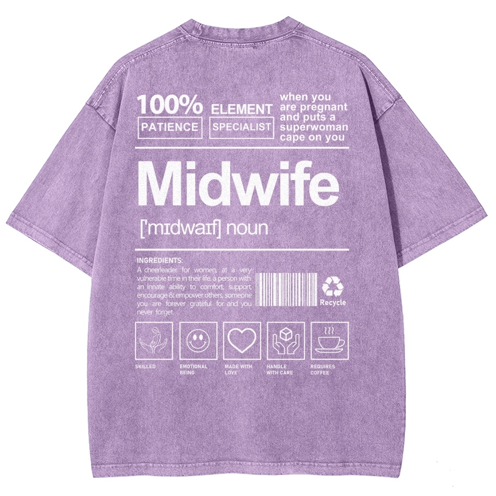 Midwife Unisex Fit Washed T-Shirt-moweekender