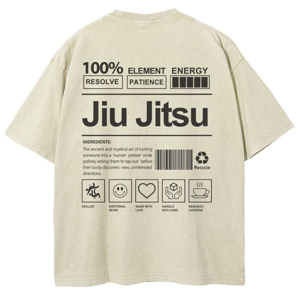 Jiu Jitsu Pattern Washed Vintage Short Sleeves T-Shirt-moweekender