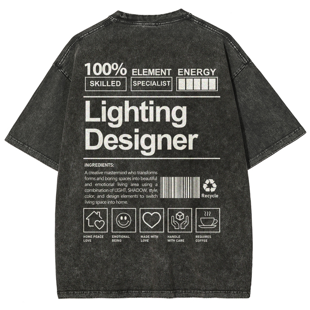 Lighting Designer Unisex Fit Washed T-Shirt-moweekender