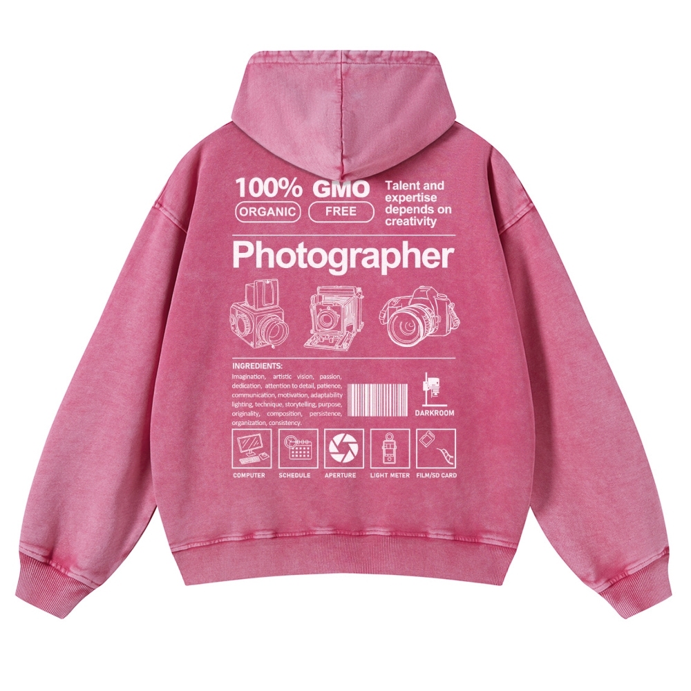 Photographer Casual Washed Hoodie