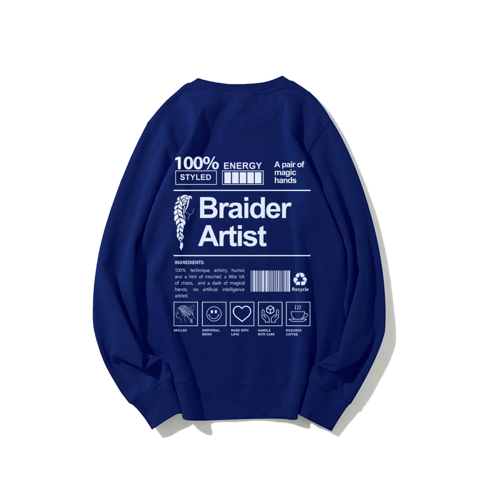 Braider Artist Casual Crewneck Sweatshirt-moweekender