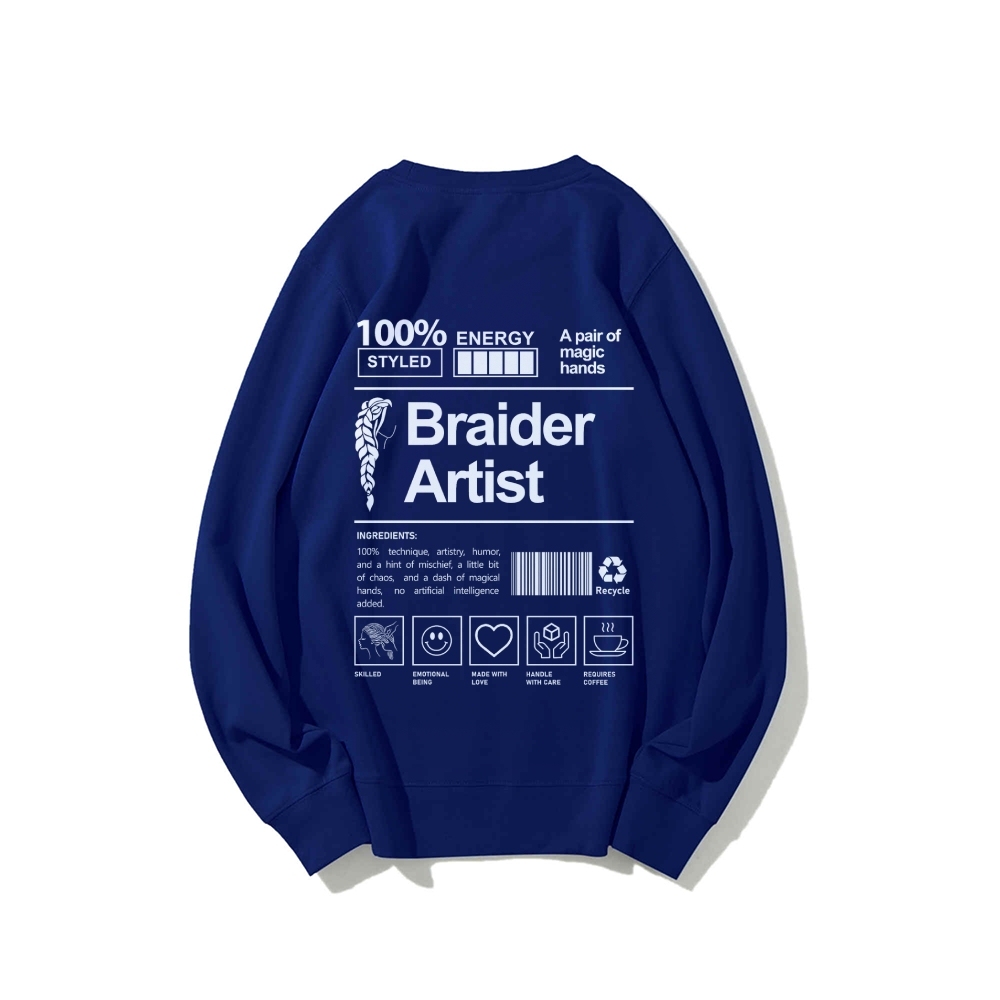 Braider Artist Casual Crewneck Sweatshirt-moweekender