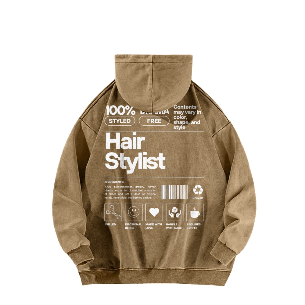 Hair Stylist Washed Hoodie-moweekender