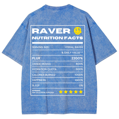 RAVER NUTRITION FACTS Vintage Snowflake Washed T-Shirt-moweekender