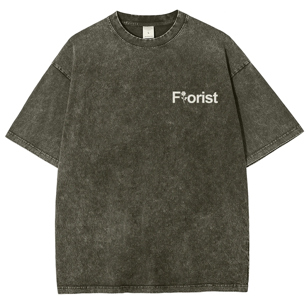 Florist Pattern Washed Vintage Short Sleeves T-Shirt-moweekender