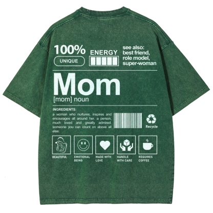Mom Pattern Washed Vintage Short Sleeves T-Shirt-moweekender