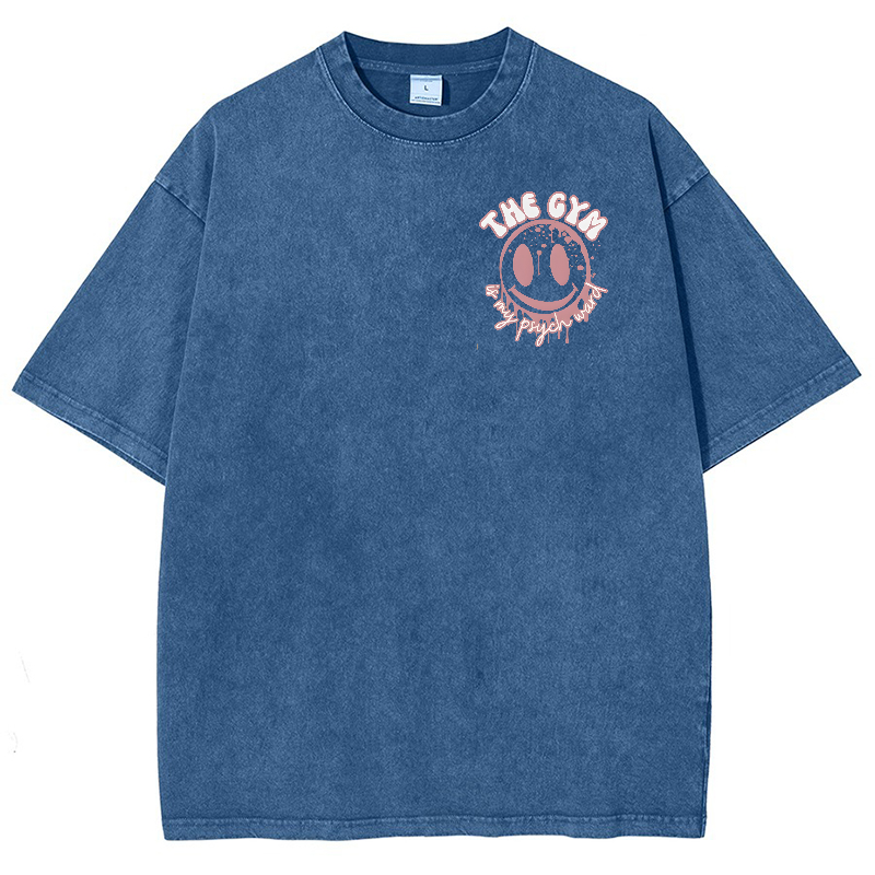 The Gym Is My Phych World Vintage Snowflake Washed T-Shirt-moweekender