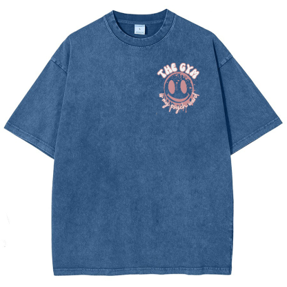 The Gym Is My Phych World Vintage Snowflake Washed T-Shirt-moweekender